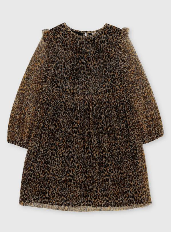 Leopard Print Tulle Mesh Party Dress - 8 years